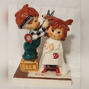 Vintage 1957  Goebel Redhead Charlot Byj 5 "Sheer Nonsense" Barber Boy And Girl